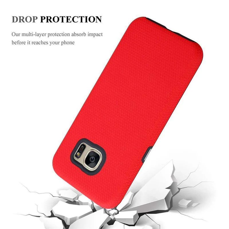Cadorabo Hülle kompatibel mit Samsung Galaxy S7 EDGE Outdoor Hybrid Schutzhülle mit extra Grip Anti Rutsch Oberfläche im Triangle Design aus Silikon und Kunststoff
