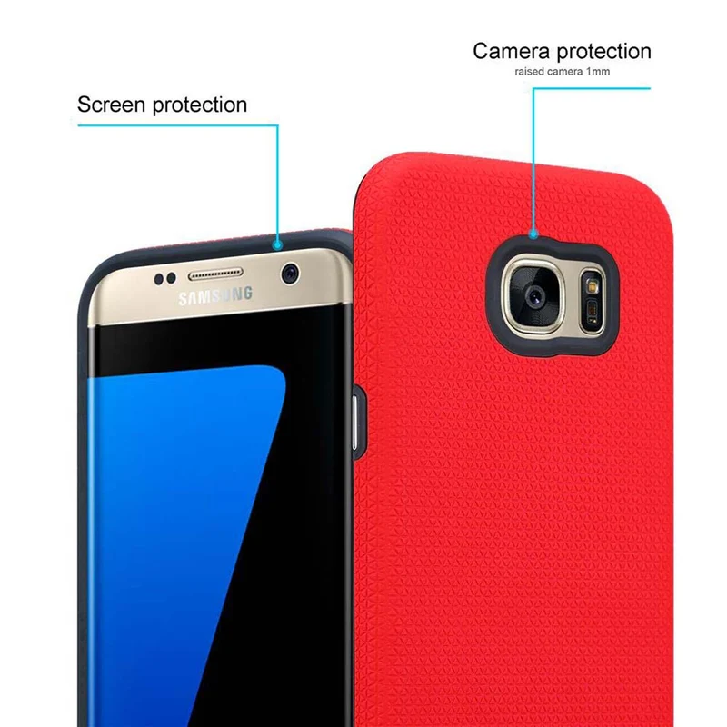 Cadorabo Hülle kompatibel mit Samsung Galaxy S7 EDGE Outdoor Hybrid Schutzhülle mit extra Grip Anti Rutsch Oberfläche im Triangle Design aus Silikon und Kunststoff