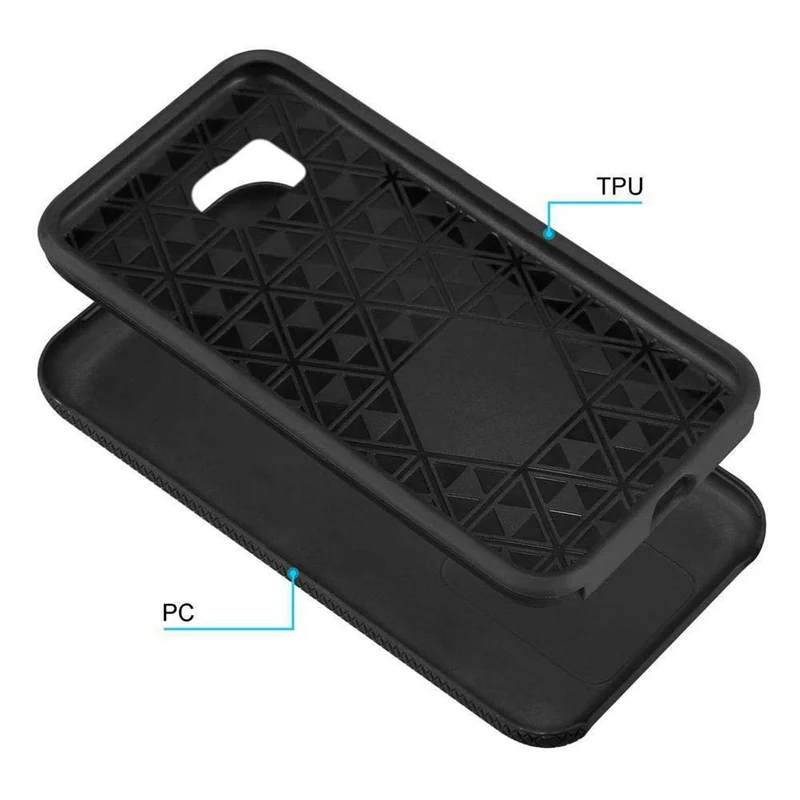 Cadorabo Hülle kompatibel mit Samsung Galaxy S7 Outdoor Hybrid Schutzhülle mit extra Grip Anti Rutsch Oberfläche im Triangle Design aus Silikon und Kunststoff