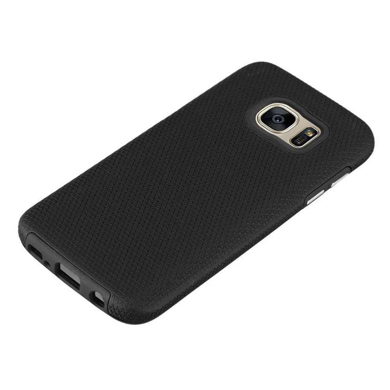 Cadorabo Hülle kompatibel mit Samsung Galaxy S7 Outdoor Hybrid Schutzhülle mit extra Grip Anti Rutsch Oberfläche im Triangle Design aus Silikon und Kunststoff