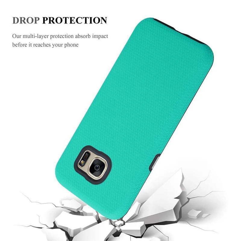 Cadorabo Hülle kompatibel mit Samsung Galaxy S7 Outdoor Hybrid Schutzhülle mit extra Grip Anti Rutsch Oberfläche im Triangle Design aus Silikon und Kunststoff