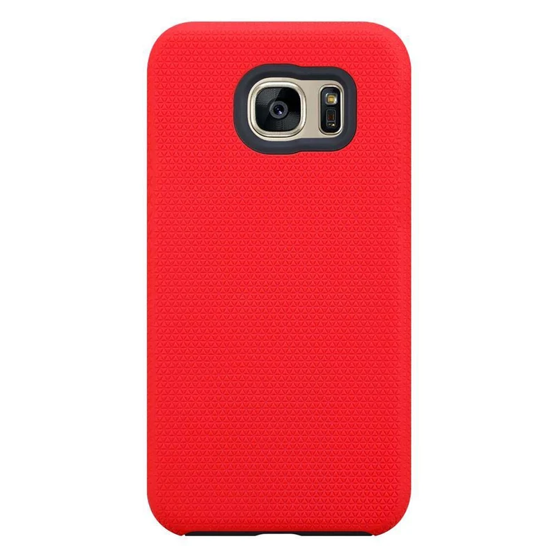 Cadorabo Hülle kompatibel mit Samsung Galaxy S7 Outdoor Hybrid Schutzhülle mit extra Grip Anti Rutsch Oberfläche im Triangle Design aus Silikon und Kunststoff