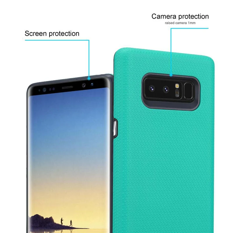 Cadorabo Hülle kompatibel mit Samsung Galaxy NOTE 8 Outdoor Hybrid Schutzhülle mit extra Grip Anti Rutsch Oberfläche im Triangle Design aus Silikon und Kunststoff
