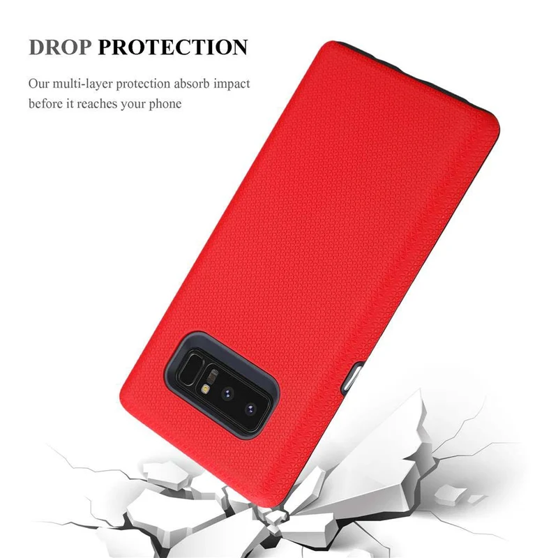 Cadorabo Hülle kompatibel mit Samsung Galaxy NOTE 8 Outdoor Hybrid Schutzhülle mit extra Grip Anti Rutsch Oberfläche im Triangle Design aus Silikon und Kunststoff