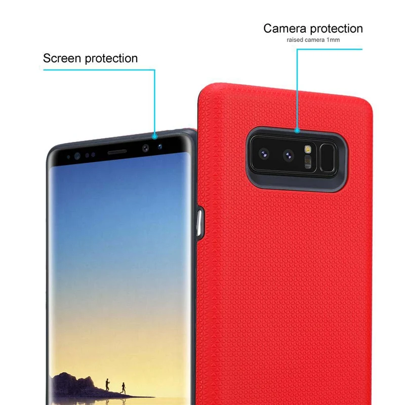 Cadorabo Hülle kompatibel mit Samsung Galaxy NOTE 8 Outdoor Hybrid Schutzhülle mit extra Grip Anti Rutsch Oberfläche im Triangle Design aus Silikon und Kunststoff
