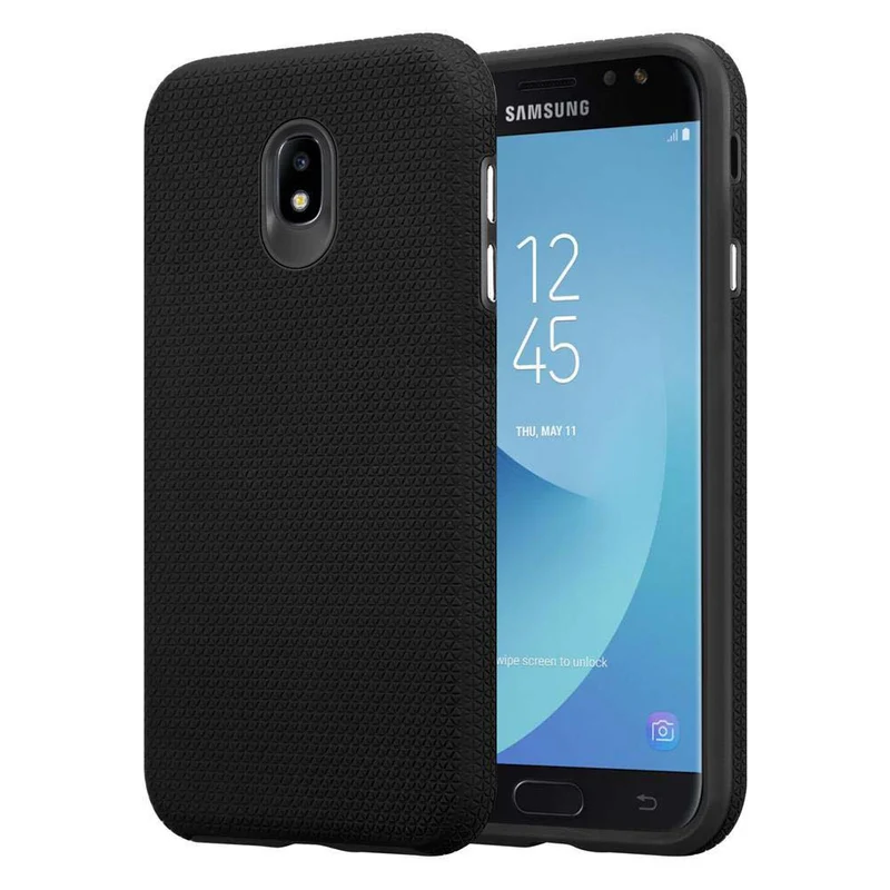 Cadorabo Hülle kompatibel mit Samsung Galaxy J7 2017 / J7 PRO Outdoor Hybrid Schutzhülle mit extra Grip Anti Rutsch Oberfläche im Triangle Design aus Silikon und Kunststoff