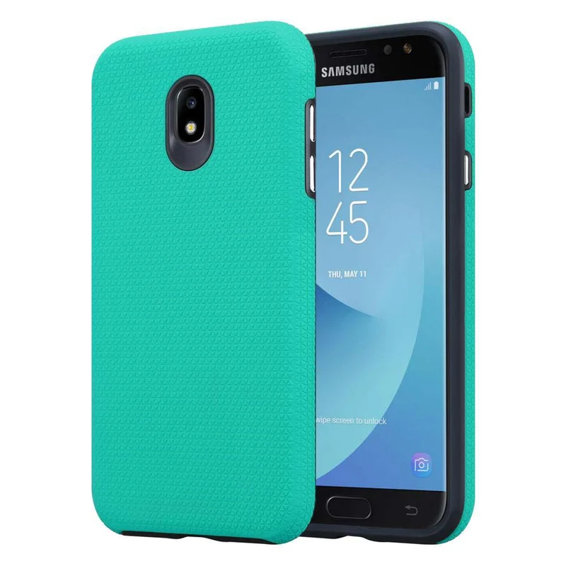 Cadorabo Hülle kompatibel mit Samsung Galaxy J7 2017 / J7 PRO Outdoor Hybrid Schutzhülle mit extra Grip Anti Rutsch Oberfläche im Triangle Design aus Silikon und Kunststoff