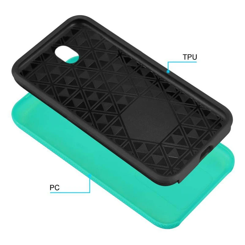 Cadorabo Hülle kompatibel mit Samsung Galaxy J7 2017 / J7 PRO Outdoor Hybrid Schutzhülle mit extra Grip Anti Rutsch Oberfläche im Triangle Design aus Silikon und Kunststoff