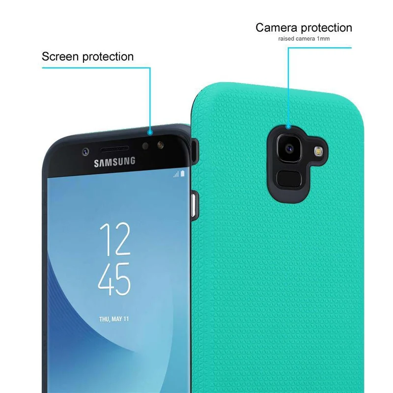 Cadorabo Hülle kompatibel mit Samsung Galaxy J7 2017 / J7 PRO Outdoor Hybrid Schutzhülle mit extra Grip Anti Rutsch Oberfläche im Triangle Design aus Silikon und Kunststoff