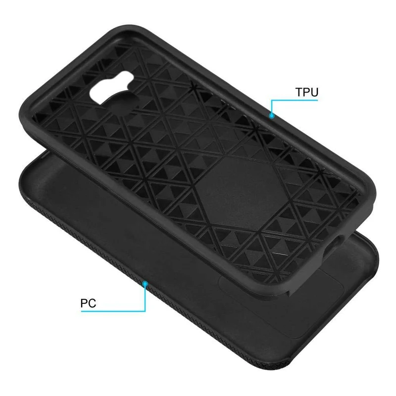 Cadorabo Hülle kompatibel mit Samsung Galaxy J6 2018 Outdoor Hybrid Schutzhülle mit extra Grip Anti Rutsch Oberfläche im Triangle Design aus Silikon und Kunststoff