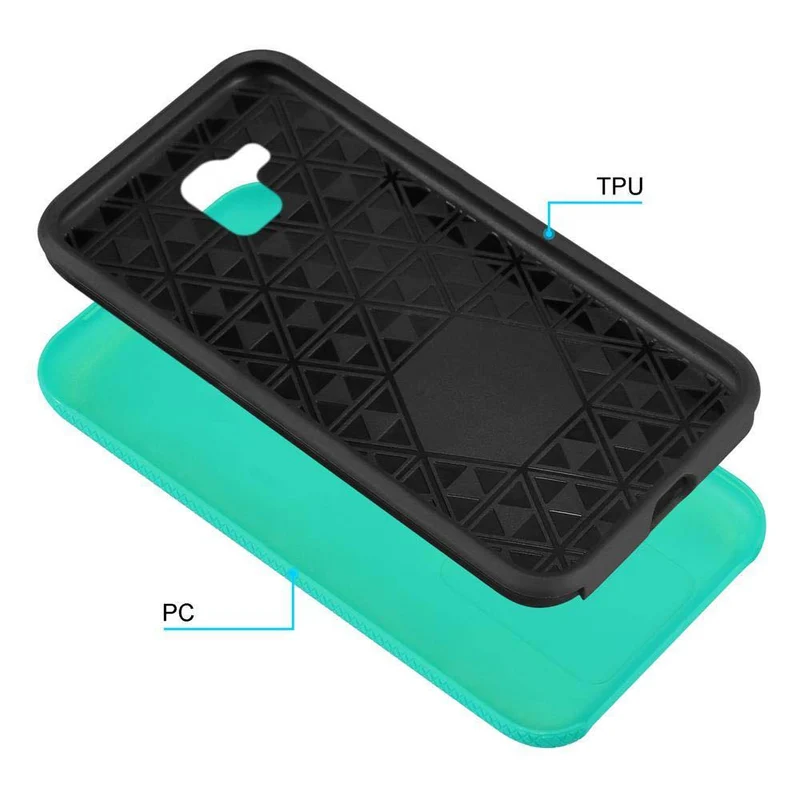 Cadorabo Hülle kompatibel mit Samsung Galaxy J6 2018 Outdoor Hybrid Schutzhülle mit extra Grip Anti Rutsch Oberfläche im Triangle Design aus Silikon und Kunststoff