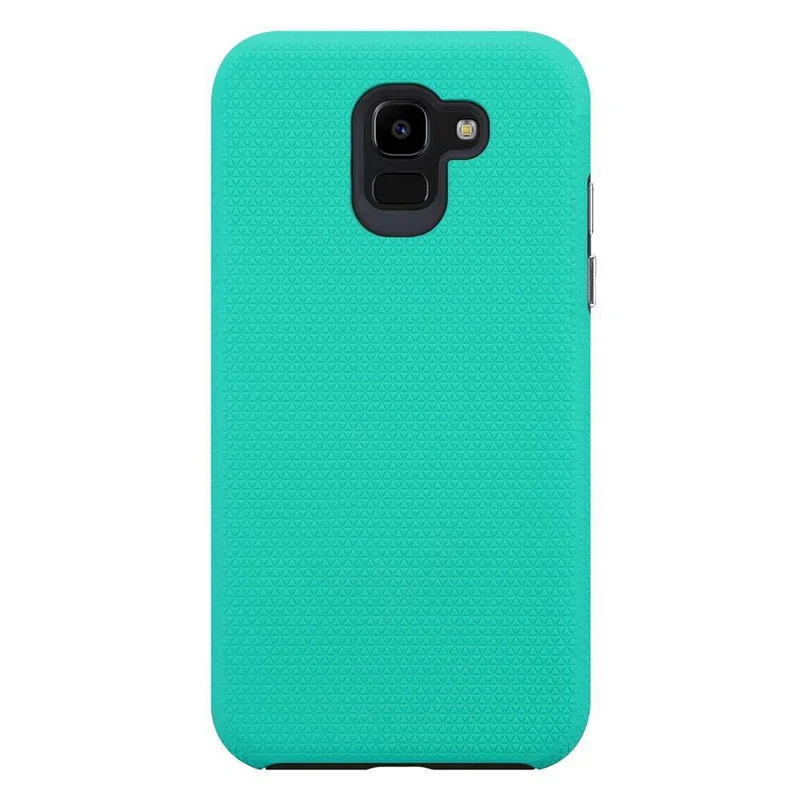 Cadorabo Hülle kompatibel mit Samsung Galaxy J6 2018 Outdoor Hybrid Schutzhülle mit extra Grip Anti Rutsch Oberfläche im Triangle Design aus Silikon und Kunststoff