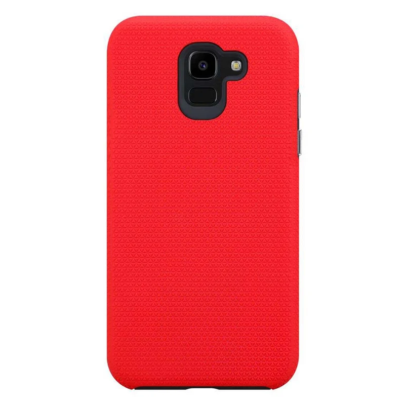 Cadorabo Hülle kompatibel mit Samsung Galaxy J6 2018 Outdoor Hybrid Schutzhülle mit extra Grip Anti Rutsch Oberfläche im Triangle Design aus Silikon und Kunststoff