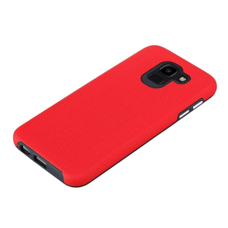 Cadorabo Hülle kompatibel mit Samsung Galaxy J6 2018 Outdoor Hybrid Schutzhülle mit extra Grip Anti Rutsch Oberfläche im Triangle Design aus Silikon und Kunststoff