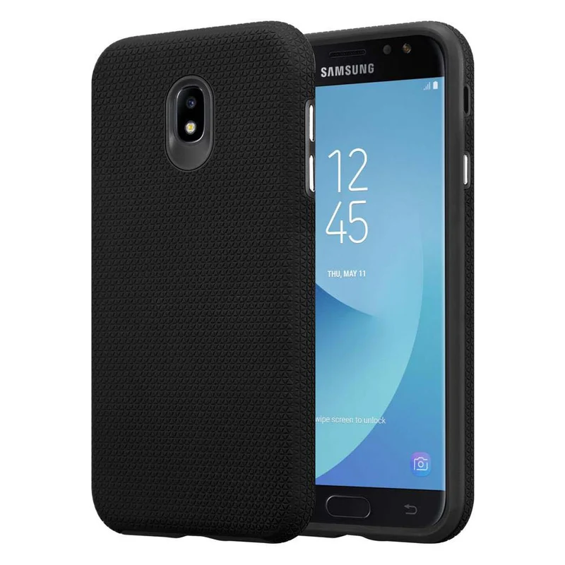 Cadorabo Hülle kompatibel mit Samsung Galaxy J5 2017 / J5 PRO Outdoor Hybrid Schutzhülle mit extra Grip Anti Rutsch Oberfläche im Triangle Design aus Silikon und Kunststoff