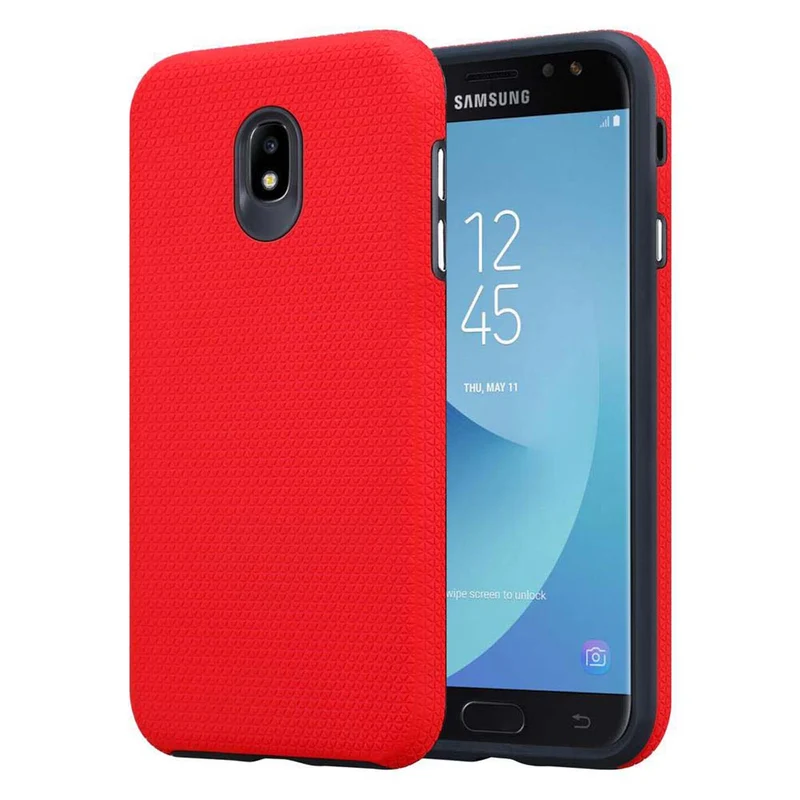 Cadorabo Hülle kompatibel mit Samsung Galaxy J5 2017 / J5 PRO Outdoor Hybrid Schutzhülle mit extra Grip Anti Rutsch Oberfläche im Triangle Design aus Silikon und Kunststoff