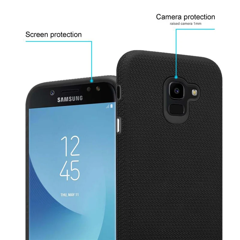 Cadorabo Hülle kompatibel mit Samsung Galaxy J5 2017 / J5 PRO Outdoor Hybrid Schutzhülle mit extra Grip Anti Rutsch Oberfläche im Triangle Design aus Silikon und Kunststoff
