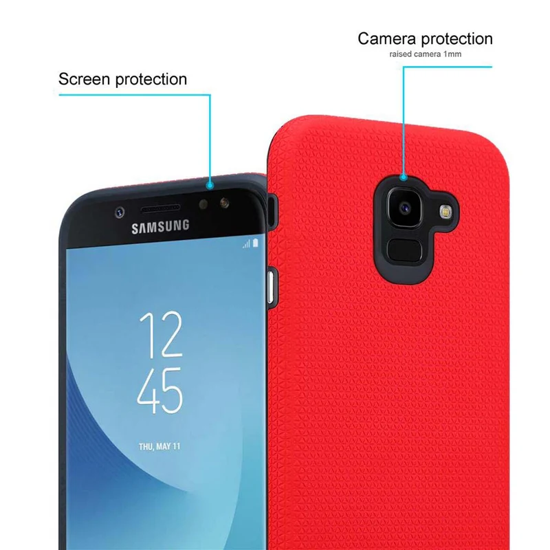 Cadorabo Hülle kompatibel mit Samsung Galaxy J5 2017 / J5 PRO Outdoor Hybrid Schutzhülle mit extra Grip Anti Rutsch Oberfläche im Triangle Design aus Silikon und Kunststoff