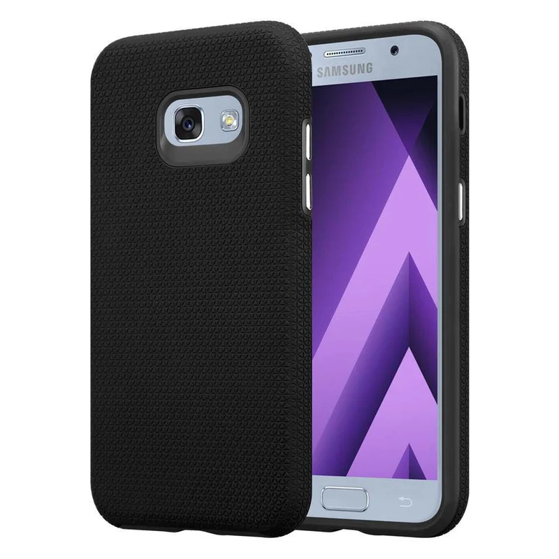 Cadorabo Hülle kompatibel mit Samsung Galaxy A5 2017 Outdoor Hybrid Schutzhülle mit extra Grip Anti Rutsch Oberfläche im Triangle Design aus Silikon und Kunststoff