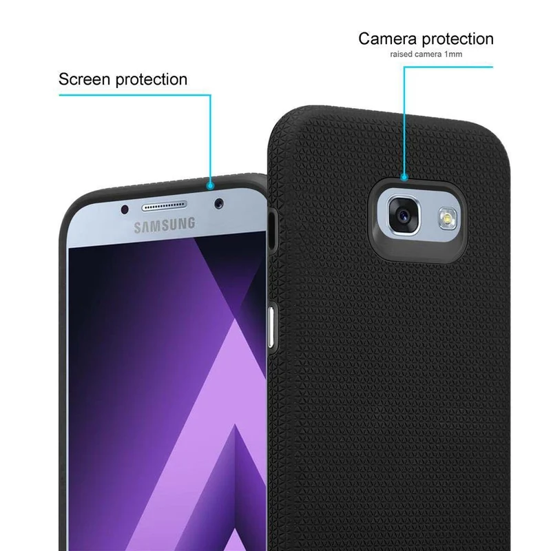 Cadorabo Hülle kompatibel mit Samsung Galaxy A5 2017 Outdoor Hybrid Schutzhülle mit extra Grip Anti Rutsch Oberfläche im Triangle Design aus Silikon und Kunststoff