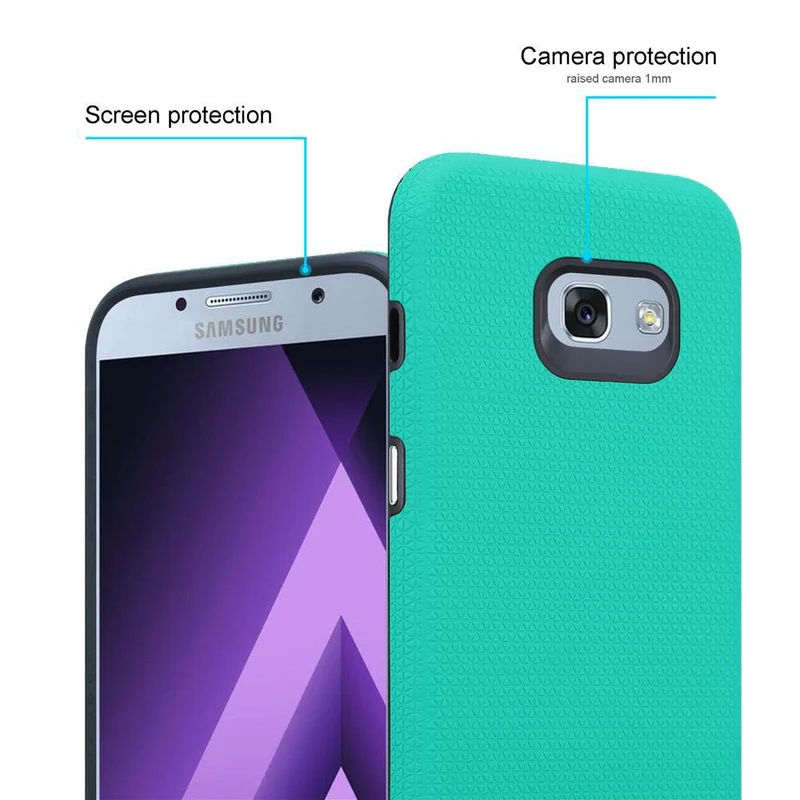Cadorabo Hülle kompatibel mit Samsung Galaxy A5 2017 Outdoor Hybrid Schutzhülle mit extra Grip Anti Rutsch Oberfläche im Triangle Design aus Silikon und Kunststoff