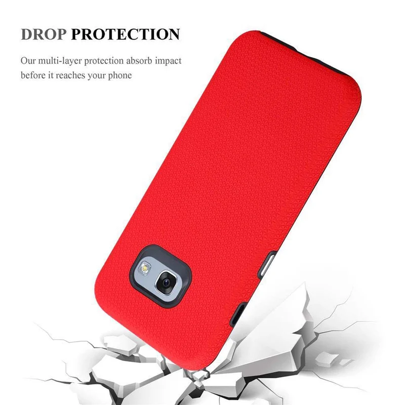 Cadorabo Hülle kompatibel mit Samsung Galaxy A5 2017 Outdoor Hybrid Schutzhülle mit extra Grip Anti Rutsch Oberfläche im Triangle Design aus Silikon und Kunststoff