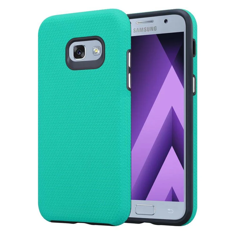 Cadorabo Hülle kompatibel mit Samsung Galaxy A3 2017 Outdoor Hybrid Schutzhülle mit extra Grip Anti Rutsch Oberfläche im Triangle Design aus Silikon und Kunststoff