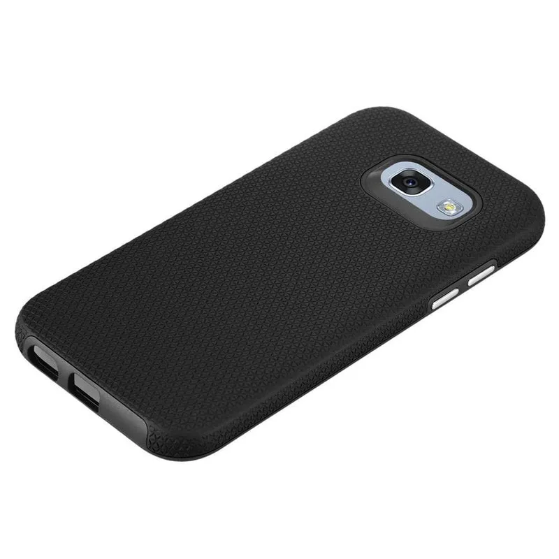 Cadorabo Hülle kompatibel mit Samsung Galaxy A3 2017 Outdoor Hybrid Schutzhülle mit extra Grip Anti Rutsch Oberfläche im Triangle Design aus Silikon und Kunststoff