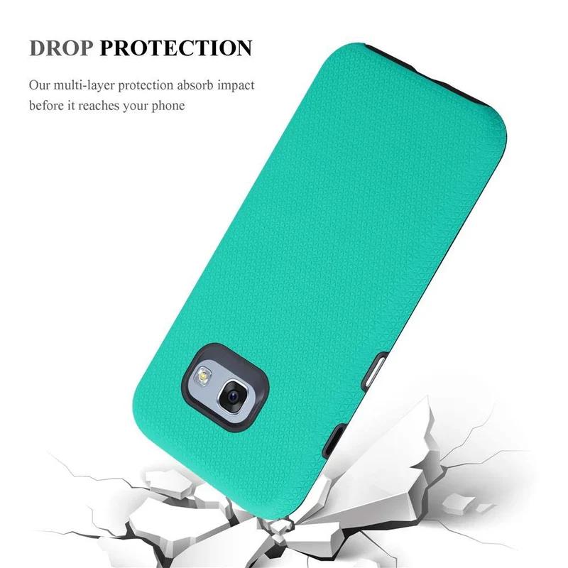 Cadorabo Hülle kompatibel mit Samsung Galaxy A3 2017 Outdoor Hybrid Schutzhülle mit extra Grip Anti Rutsch Oberfläche im Triangle Design aus Silikon und Kunststoff