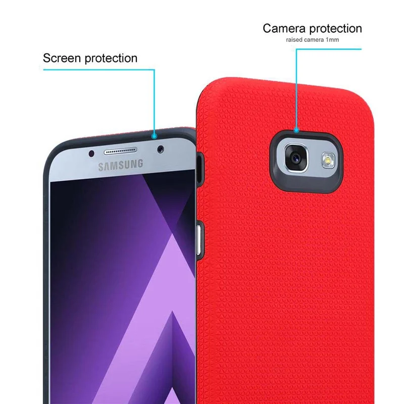 Cadorabo Hülle kompatibel mit Samsung Galaxy A3 2017 Outdoor Hybrid Schutzhülle mit extra Grip Anti Rutsch Oberfläche im Triangle Design aus Silikon und Kunststoff