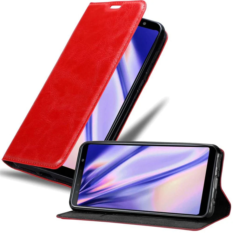 Cadorabo Hülle kompatibel mit Samsung Galaxy A7 2018 Schutzhülle mit Magnetverschluss, Standfunktion und Kartenfach