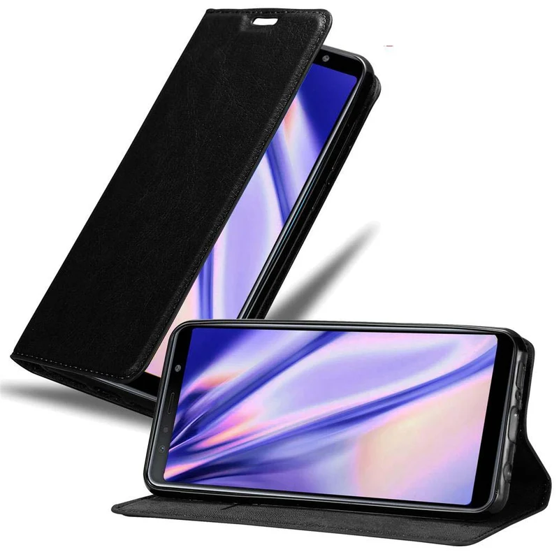 Cadorabo Hülle kompatibel mit Samsung Galaxy A7 2018 Schutzhülle mit Magnetverschluss, Standfunktion und Kartenfach