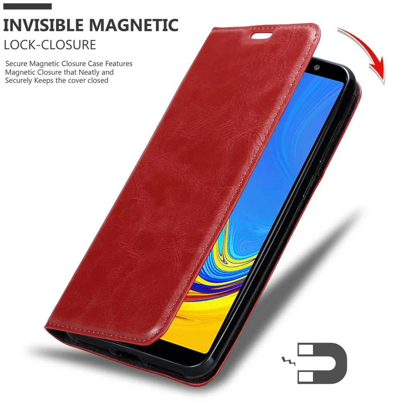 Cadorabo Hülle kompatibel mit Samsung Galaxy A7 2018 Schutzhülle mit Magnetverschluss, Standfunktion und Kartenfach