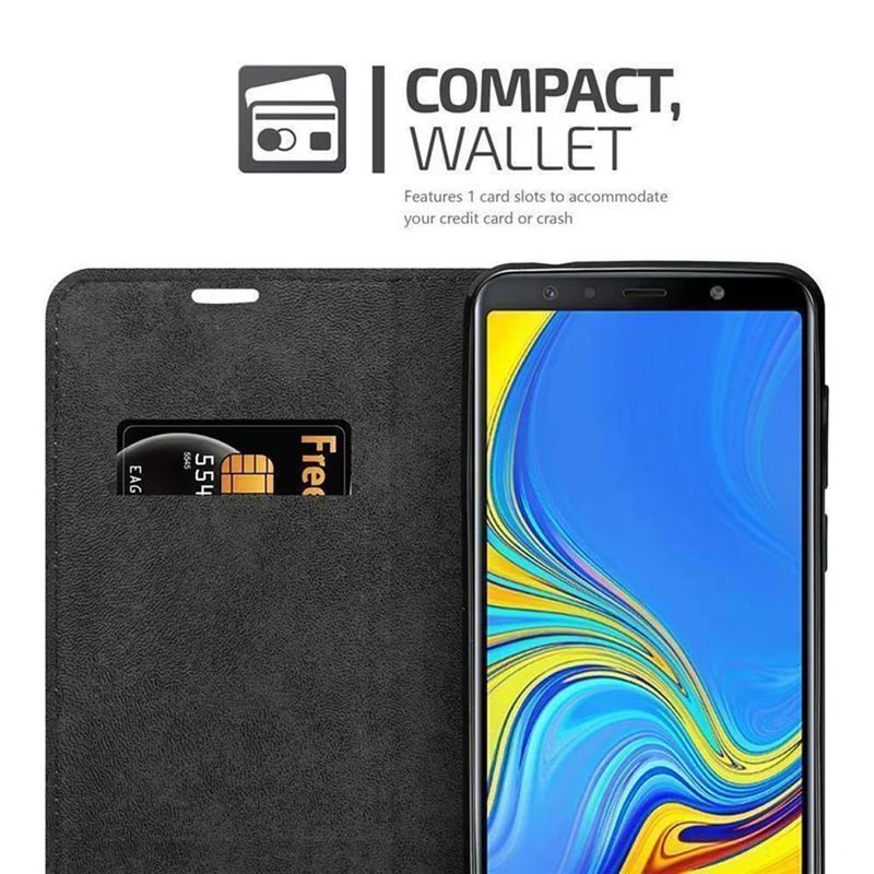 Cadorabo Hülle kompatibel mit Samsung Galaxy A7 2018 Schutzhülle mit Magnetverschluss, Standfunktion und Kartenfach