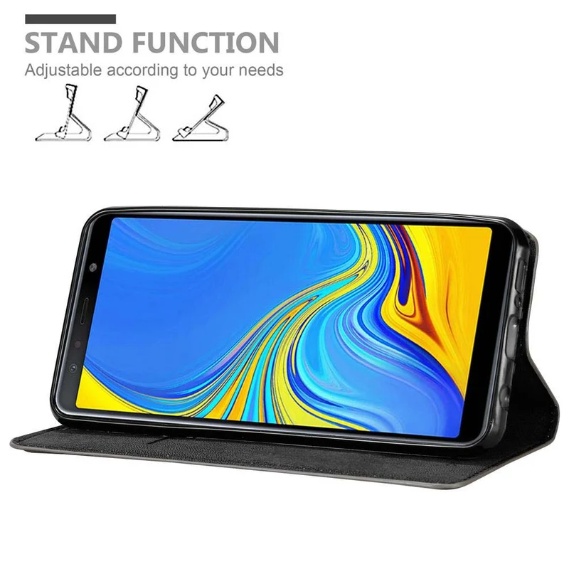 Cadorabo Hülle kompatibel mit Samsung Galaxy A7 2018 Schutzhülle mit Magnetverschluss, Standfunktion und Kartenfach