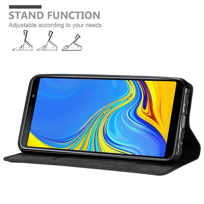 Cadorabo Hülle kompatibel mit Samsung Galaxy A7 2018 Schutzhülle mit Magnetverschluss, Standfunktion und Kartenfach