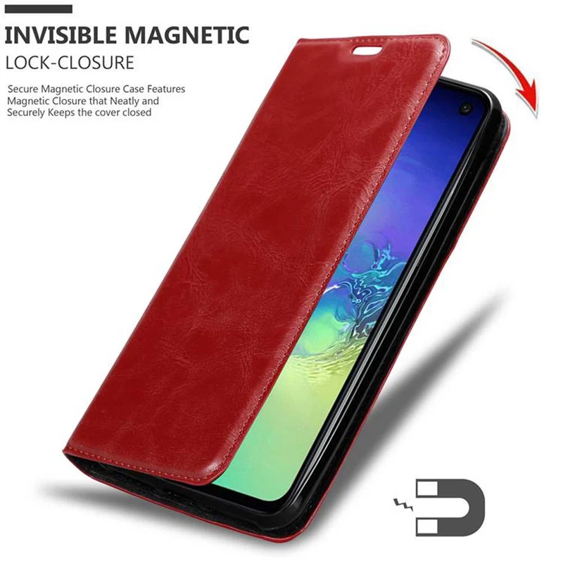 Cadorabo Hülle kompatibel mit Samsung Galaxy S10e Schutzhülle mit Magnetverschluss, Standfunktion und Kartenfach