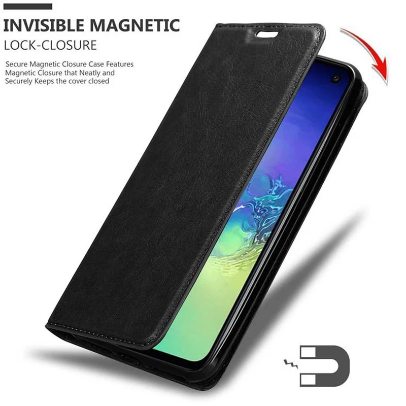 Cadorabo Hülle kompatibel mit Samsung Galaxy S10e Schutzhülle mit Magnetverschluss, Standfunktion und Kartenfach