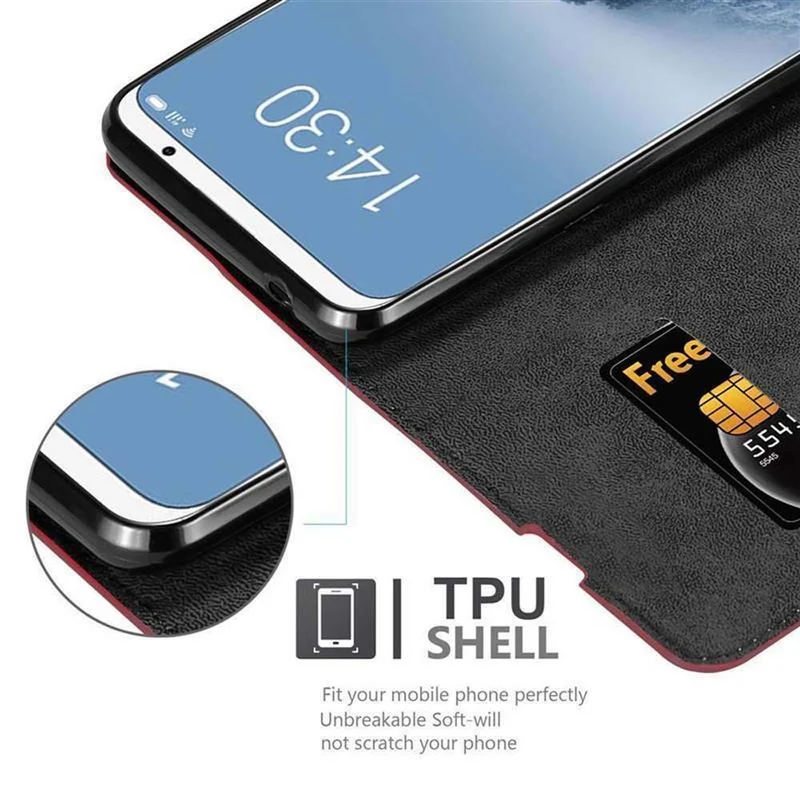 Cadorabo Hülle kompatibel mit MEIZU 16 Schutzhülle mit Magnetverschluss, Standfunktion und Kartenfach