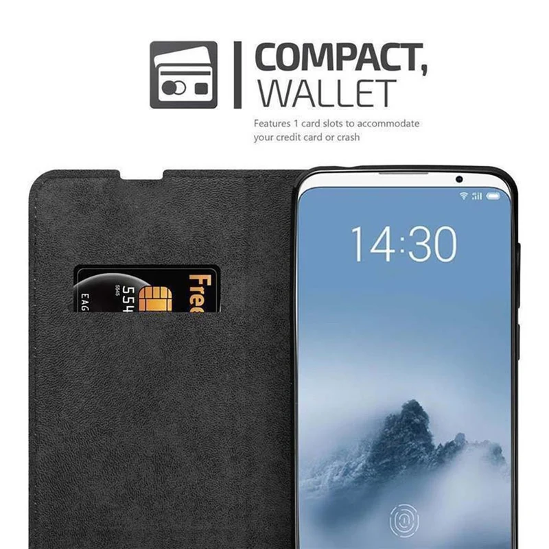 Cadorabo Hülle kompatibel mit MEIZU 16 Schutzhülle mit Magnetverschluss, Standfunktion und Kartenfach
