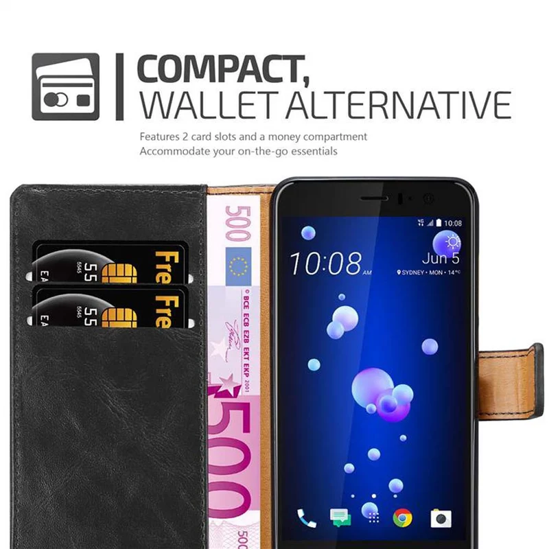 Cadorabo Hülle kompatibel mit HTC OCEAN / U11 Schutzhülle mit Magnetverschluss, Standfunktion und Kartenfach
