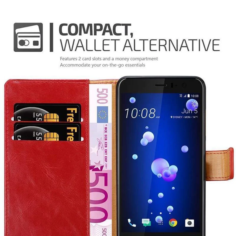 Cadorabo Hülle kompatibel mit HTC OCEAN / U11 Schutzhülle mit Magnetverschluss, Standfunktion und Kartenfach