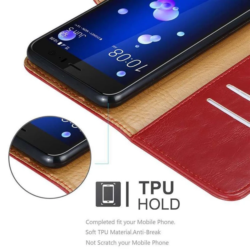Cadorabo Hülle kompatibel mit HTC OCEAN / U11 Schutzhülle mit Magnetverschluss, Standfunktion und Kartenfach