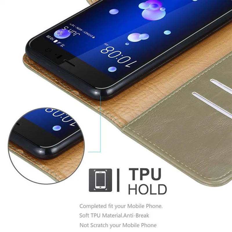 Cadorabo Hülle kompatibel mit HTC OCEAN / U11 Schutzhülle mit Magnetverschluss, Standfunktion und Kartenfach