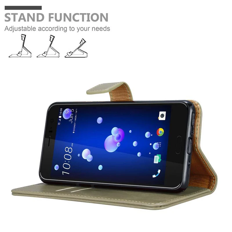 Cadorabo Hülle kompatibel mit HTC OCEAN / U11 Schutzhülle mit Magnetverschluss, Standfunktion und Kartenfach