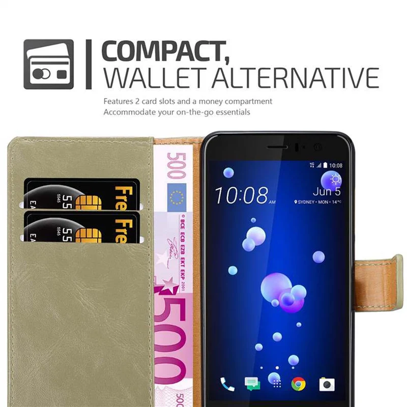 Cadorabo Hülle kompatibel mit HTC OCEAN / U11 Schutzhülle mit Magnetverschluss, Standfunktion und Kartenfach