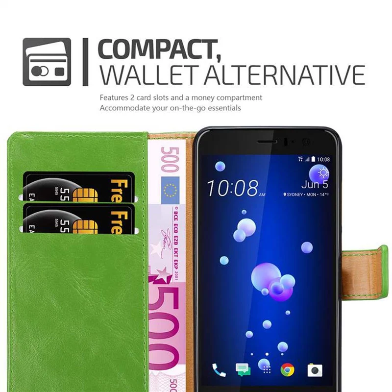 Cadorabo Hülle kompatibel mit HTC OCEAN / U11 Schutzhülle mit Magnetverschluss, Standfunktion und Kartenfach