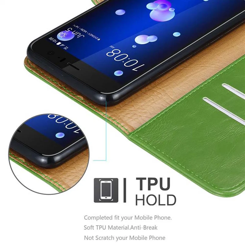 Cadorabo Hülle kompatibel mit HTC OCEAN / U11 Schutzhülle mit Magnetverschluss, Standfunktion und Kartenfach