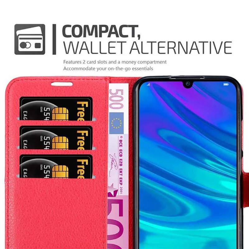 Cadorabo Hülle kompatibel mit Honor 10 LITE / Huawei P SMART 2019 Schutzhülle mit Magnetverschluss, Standfunktion und Kartenfach