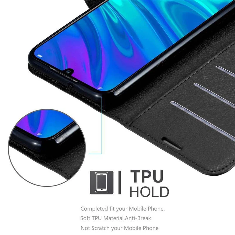 Cadorabo Hülle kompatibel mit Honor 10 LITE / Huawei P SMART 2019 Schutzhülle mit Magnetverschluss, Standfunktion und Kartenfach